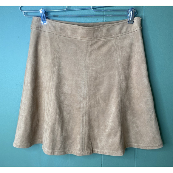 Loft Skirt Womens Size 2P Camel Tan Faux Suede Flippy Mini A Line Preppy Office - Picture 9 of 10